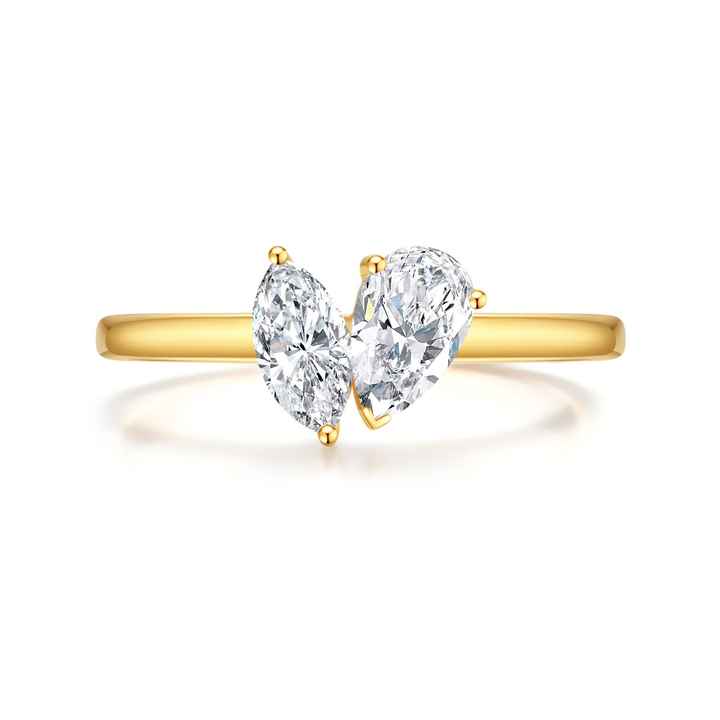 Yellow Gold Double Diamond Pear & Marquise Eternity Ring - Future Jewelry