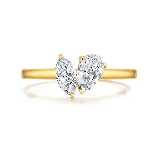 Yellow Gold Double Diamond Pear & Marquise Eternity Ring - Future Jewelry