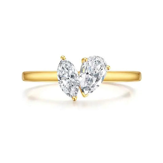 Yellow Gold Double Diamond Pear & Marquise Eternity Ring - Future Jewelry