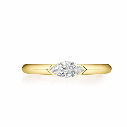 Yellow Gold Marquise Cut Lab Grown Diamond Engagement Ring - Future Jewelry
