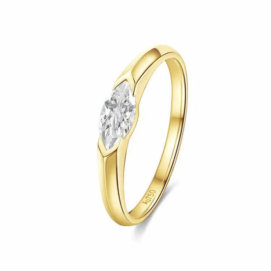 Yellow Gold Marquise Cut Lab Grown Diamond Engagement Ring - Future Jewelry