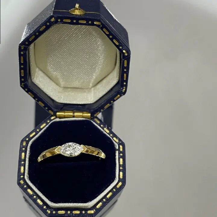 Yellow Gold Marquise Cut Lab Grown Diamond Engagement Ring - Future Jewelry