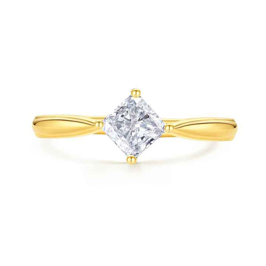 Yellow Gold Princess Cut Lab Grown Diamond Engagement Wedding Ring - Future Jewelry
