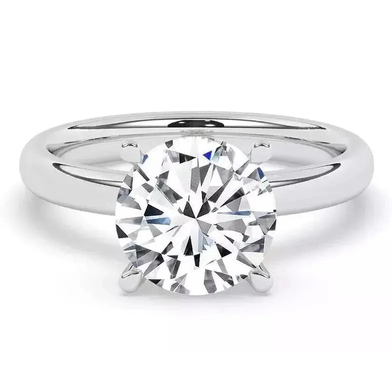5 carat round cut lab grown diamond engagement ring in platinum by Future Jewelry