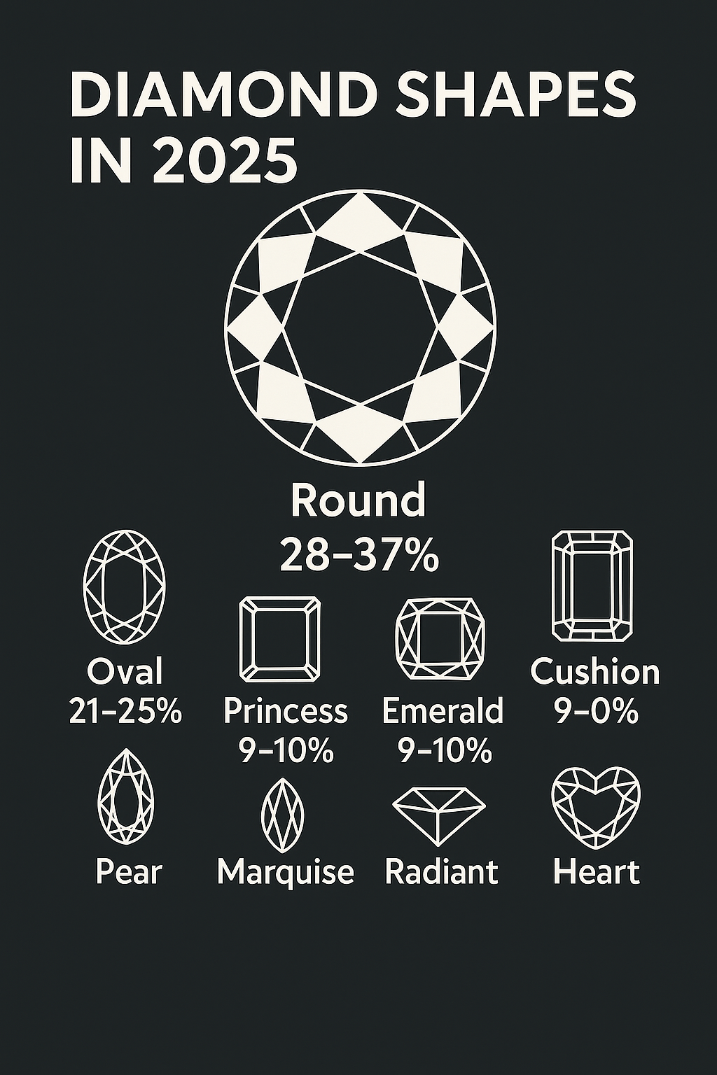 Most Popular Diamond Shapes and their sales per year