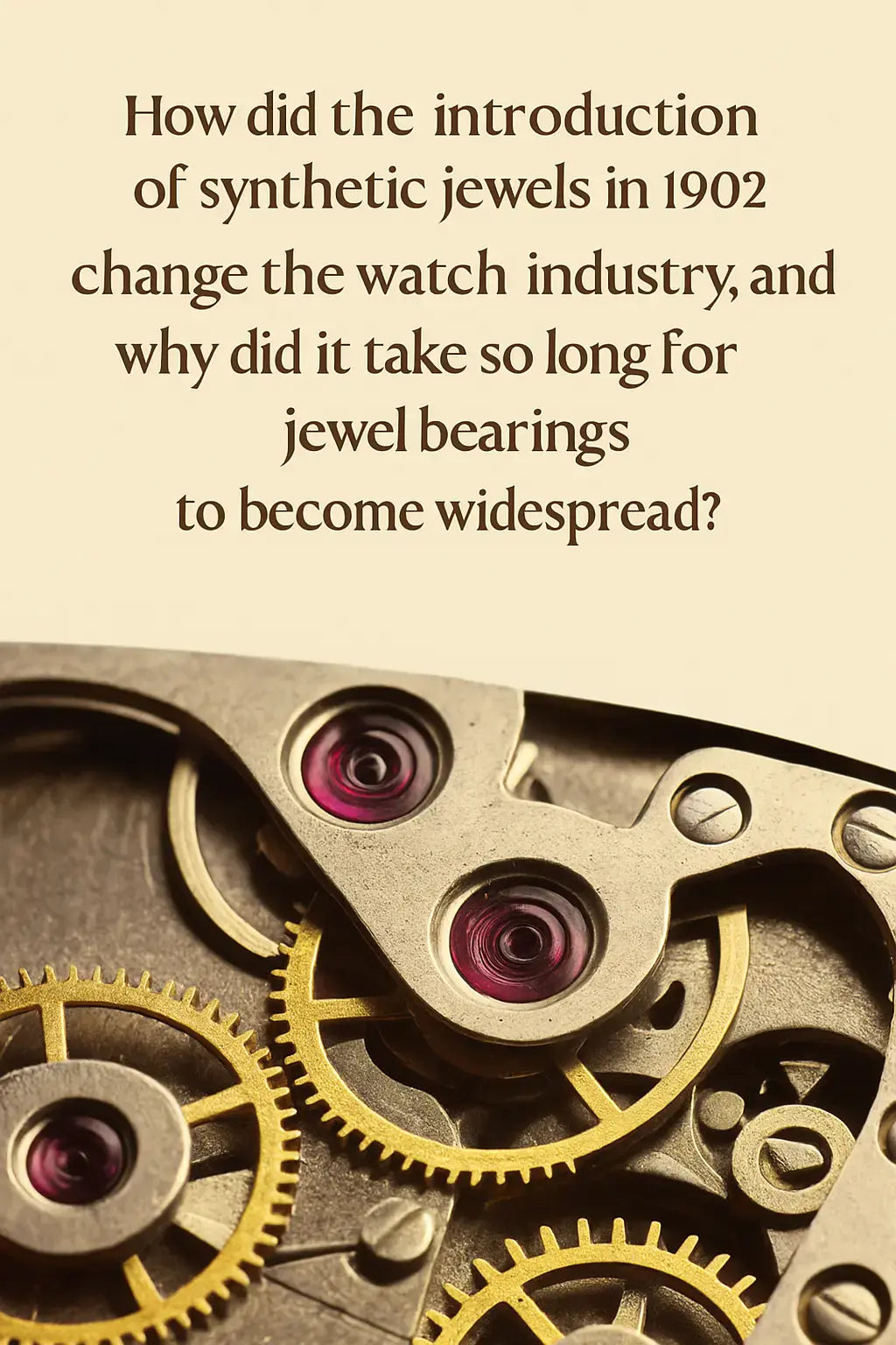 How did the introduction of synthetic jewels in 1902 change the watch industry, and why did it take so long for jewel bearings to become widespread?