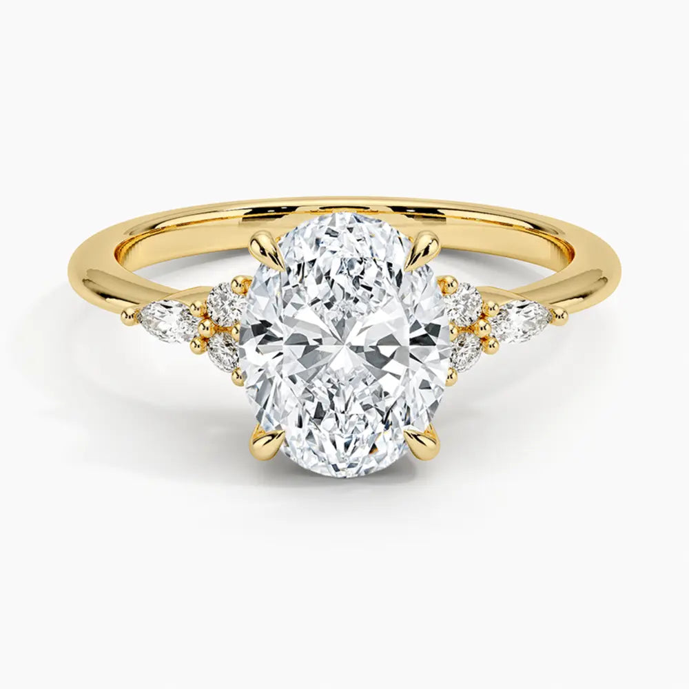 3 carat oval cut lab grown diamond engagement ring in 14K yellow gold by Future Jewelry
