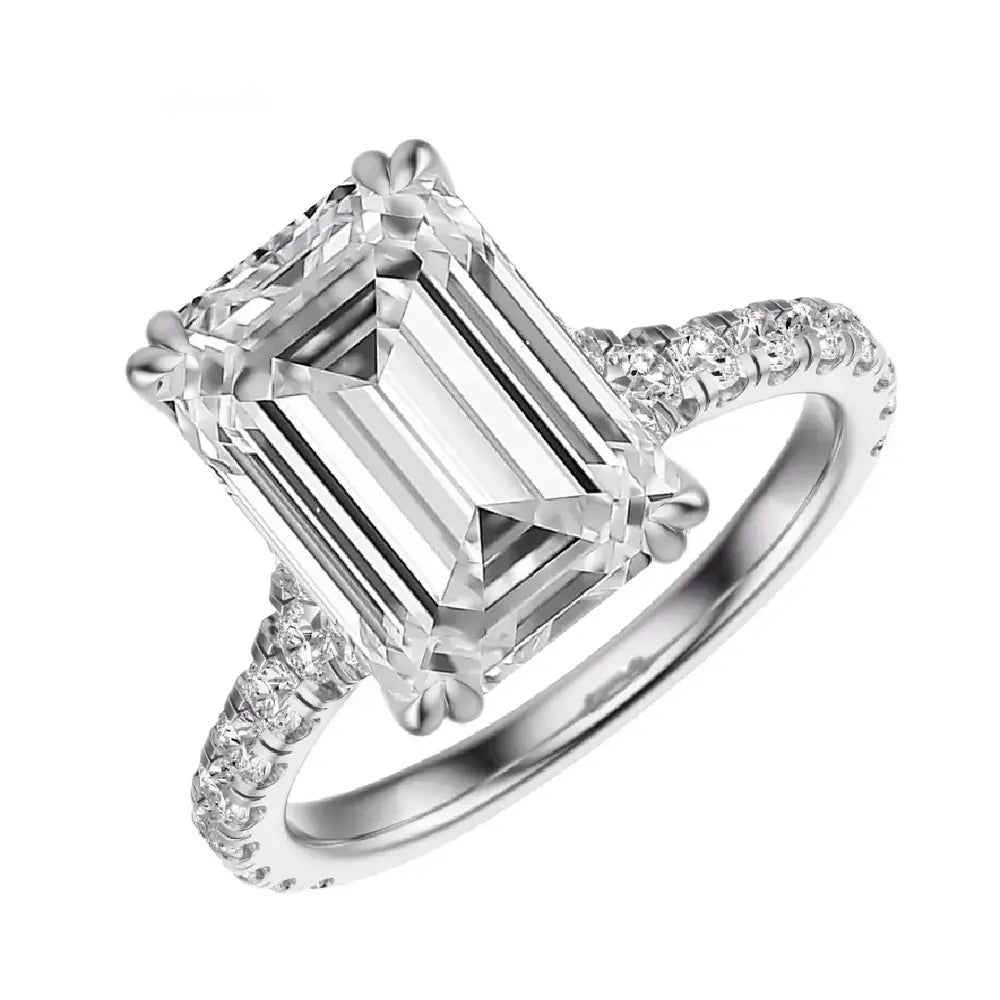 Emerald cut lab grown diamond engagement ring in 14K white gold by Future Jewelry