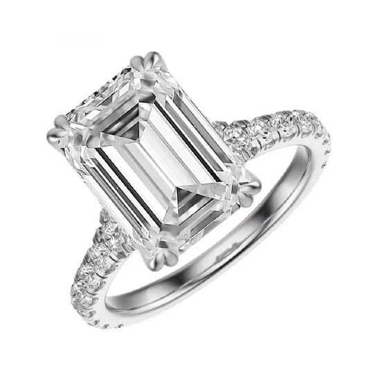 Emerald cut lab grown diamond engagement ring in 14K white gold by Future Jewelry