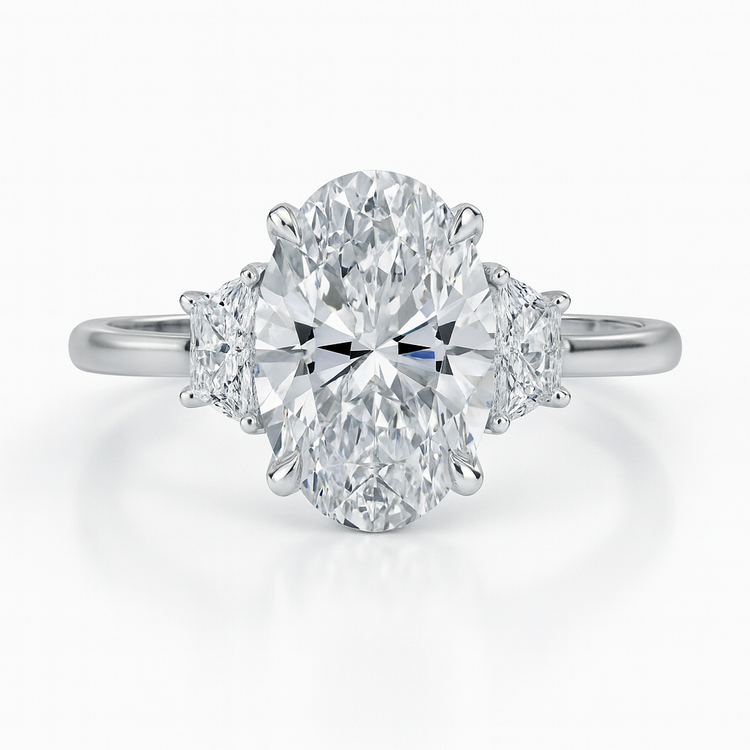 3 carat lab diamond engagement ring in rose gold with radiant cut center stone
