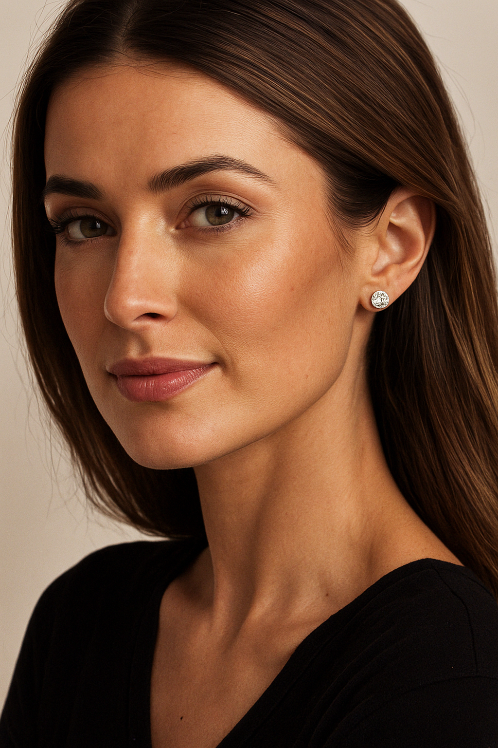 a model wearing lab diamond earrings 