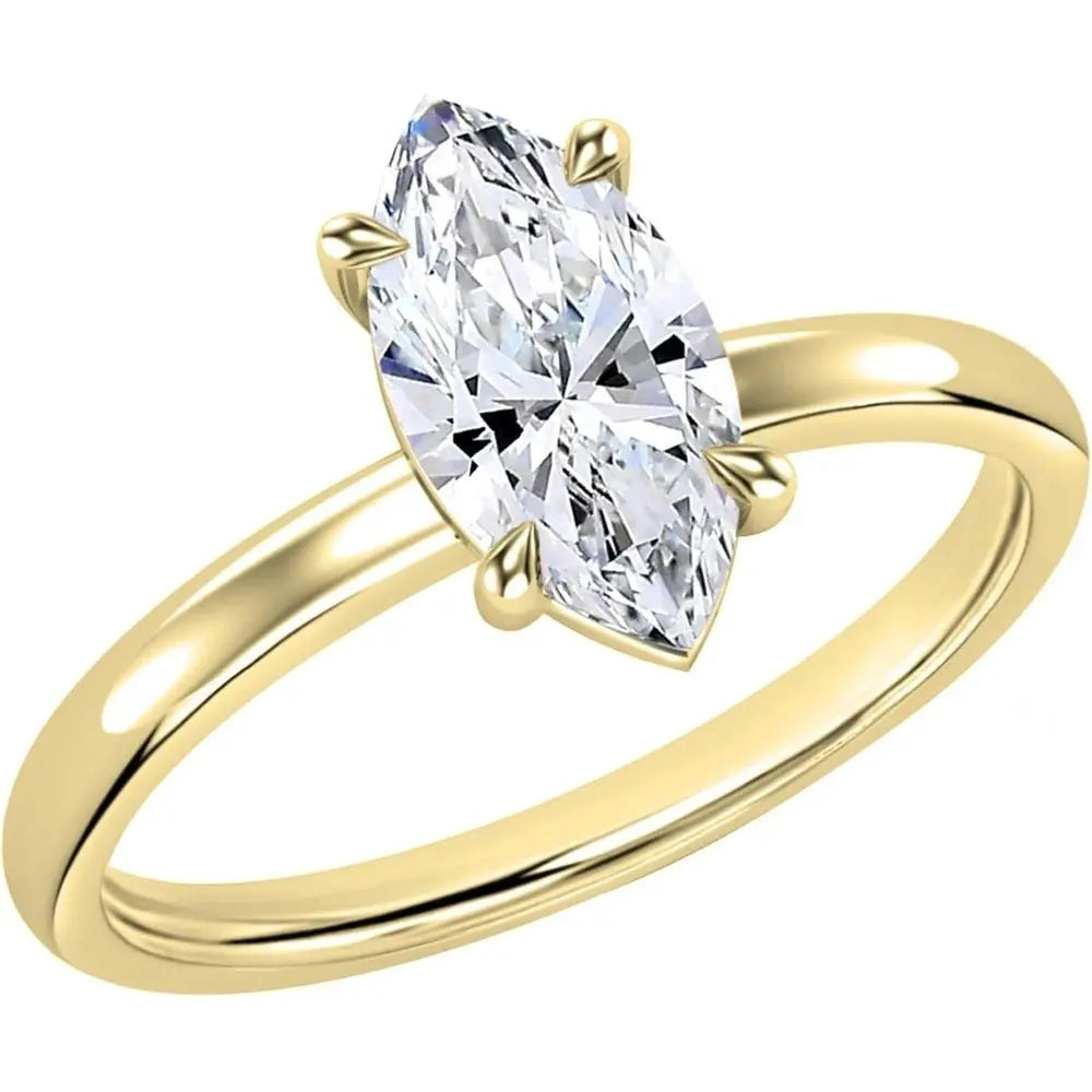 Collection IGI Certified 2.00 Carat (cttw) Marquise Cut Lab Grown White Diamond Solitaire Engagement Ring for Women in 14K Solid Gold - Future Jewelry