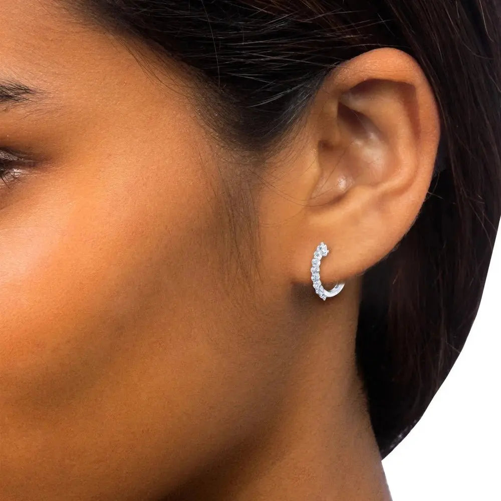 Five - Stone Lab Grown Diamond Hoop Earrings in 14k White Gold - Future Jewelry