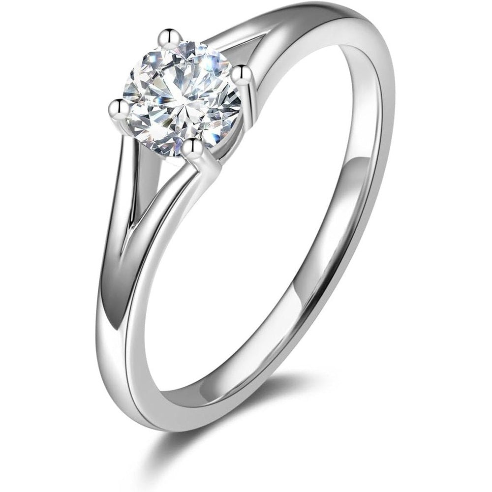 0.5 Carat - 1 Carat Lab Grown Diamond 4 Prong Solitaire Ring in Sterling Silver Promise Engagement Anniversary Wedding Ring for Women (D - E Color, VS Clarity) - Future Jewelry