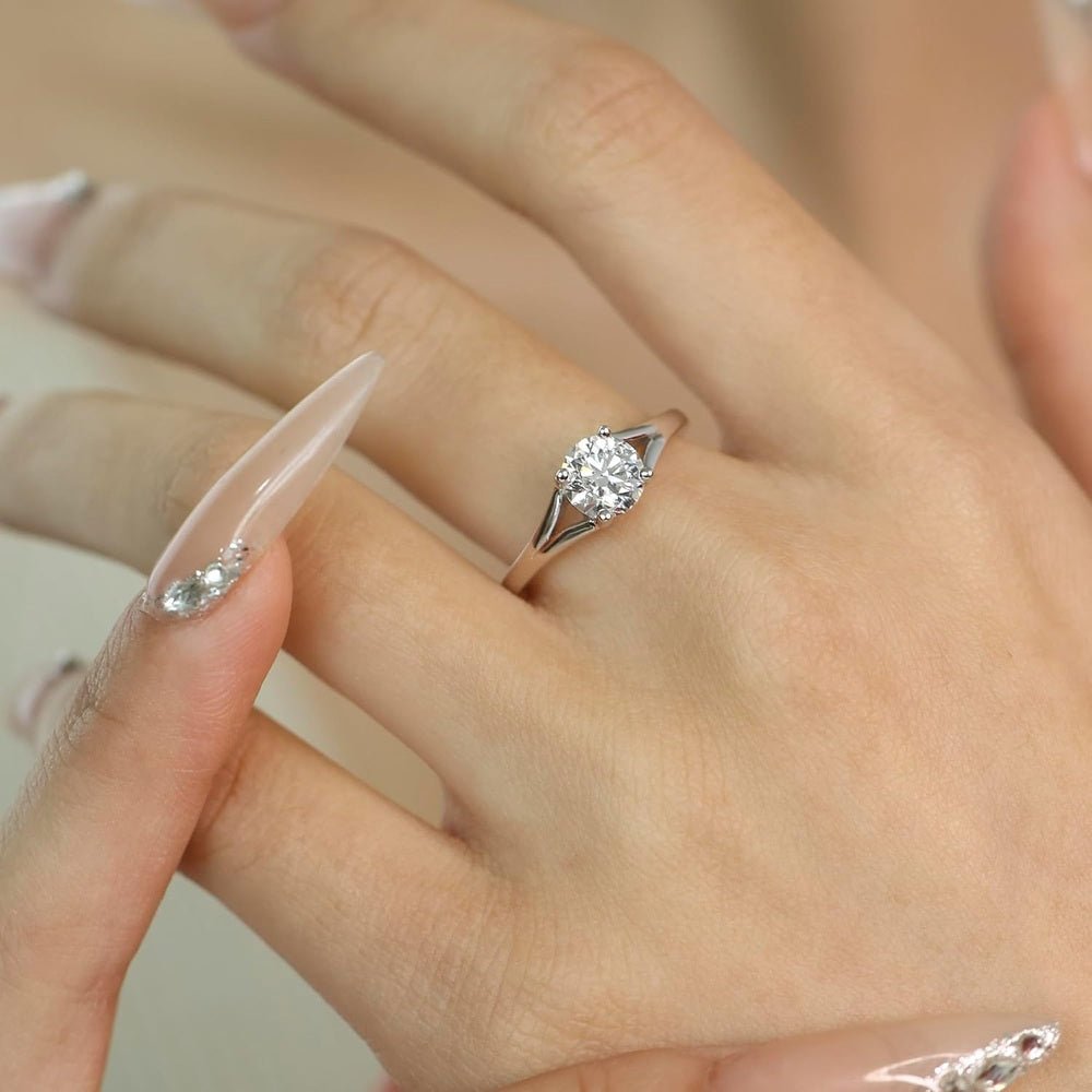0.5 Carat - 1 Carat Lab Grown Diamond 4 Prong Solitaire Ring in Sterling Silver Promise Engagement Anniversary Wedding Ring for Women (D - E Color, VS Clarity) - Future Jewelry