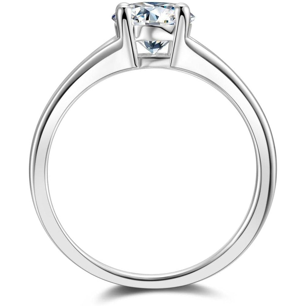 0.5 Carat - 1 Carat Lab Grown Diamond 4 Prong Solitaire Ring in Sterling Silver Promise Engagement Anniversary Wedding Ring for Women (D - E Color, VS Clarity) - Future Jewelry