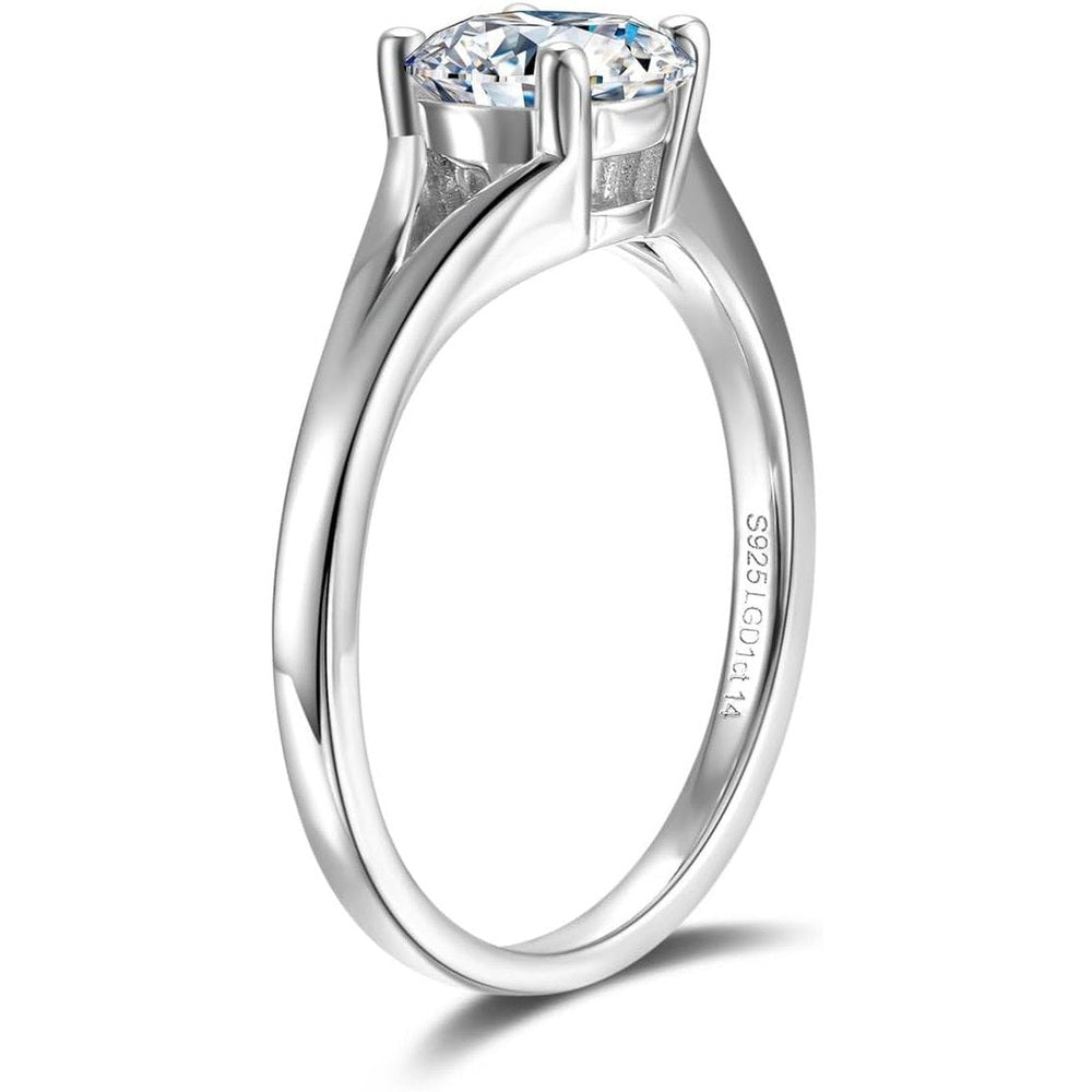 0.5 Carat - 1 Carat Lab Grown Diamond 4 Prong Solitaire Ring in Sterling Silver Promise Engagement Anniversary Wedding Ring for Women (D - E Color, VS Clarity) - Future Jewelry