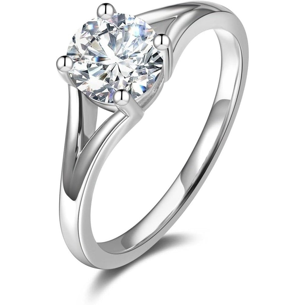 0.5 Carat - 1 Carat Lab Grown Diamond 4 Prong Solitaire Ring in Sterling Silver Promise Engagement Anniversary Wedding Ring for Women (D - E Color, VS Clarity) - Future Jewelry