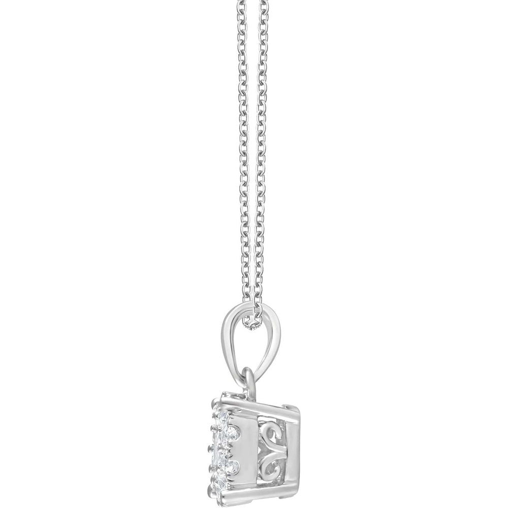 0.50 - 1.00 Carat Diamond, Sterling Silver Prong Set Round Cut Lab - Grown Diamond Cluster Pendant with Chain Necklace Fine Jewelry for Women - Future Jewelry