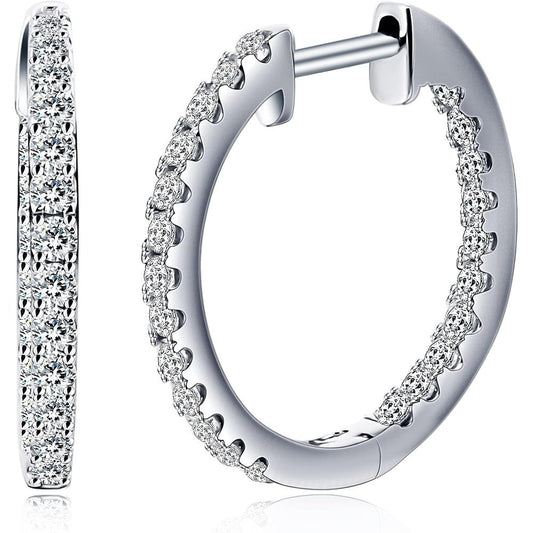 0.50 - 2.00 Carat Inside - Out Diamond Hoop Earrings for Women | white or Silver Earrings | Round Lab - Grown Diamond | Fine Jewelry for Her | Gift Box Included 1.00 Carat - Future Jewelry