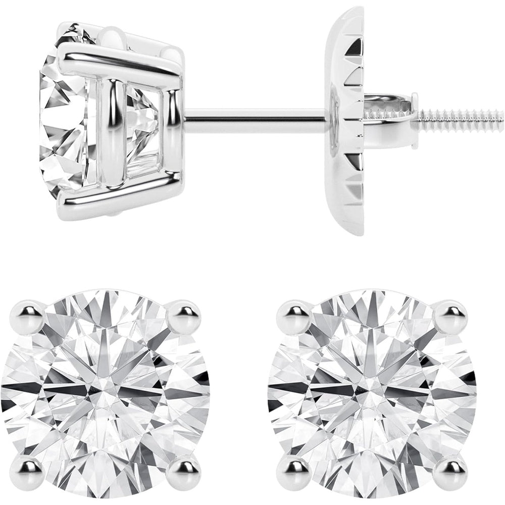 0.50 to 7 Carat Lab Grown Diamond Stud Earrings for Women, Colorless IGI Certified,Screw Back Earrings in 14K 18K White Gold & Platinum, Round/Emerald/Oval/Princess Cut,With Gift Box - Future Jewelry