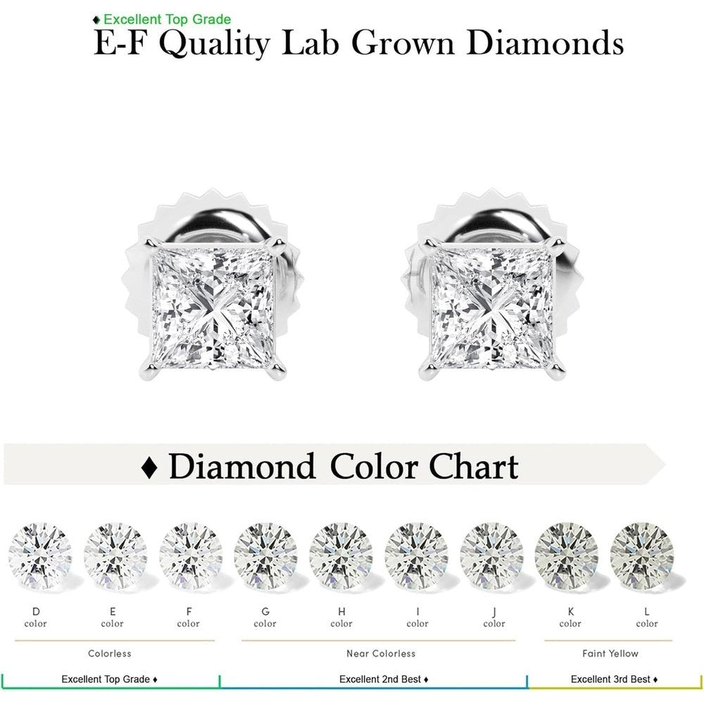 0.50 to 7 Carat Lab Grown Diamond Stud Earrings for Women, Colorless IGI Certified,Screw Back Earrings in 14K 18K White Gold & Platinum, Round/Emerald/Oval/Princess Cut,With Gift Box - Future Jewelry