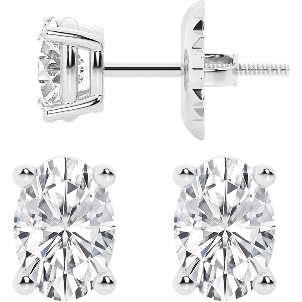 0.50 to 7 Carat Lab Grown Diamond Stud Earrings for Women, Colorless IGI Certified,Screw Back Earrings in 14K 18K White Gold & Platinum, Round/Emerald/Oval/Princess Cut,With Gift Box - Future Jewelry