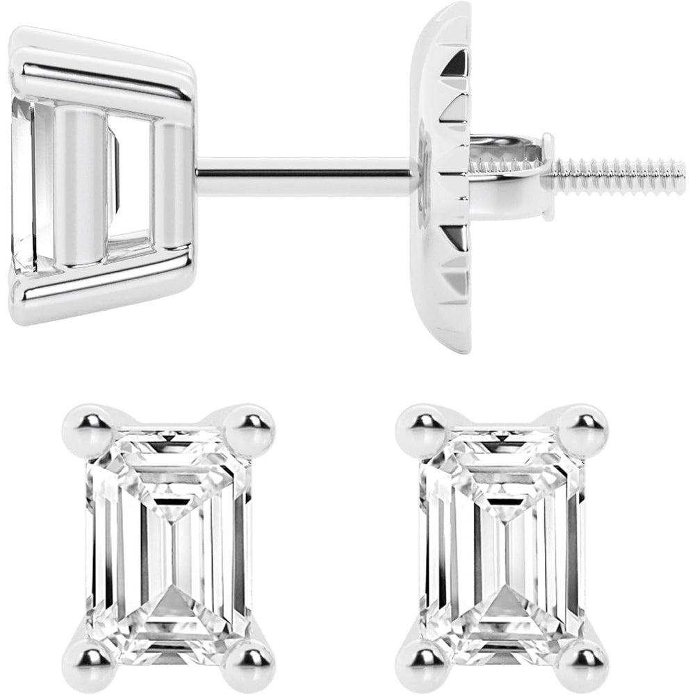 0.50 to 7 Carat Lab Grown Diamond Stud Earrings for Women, Colorless IGI Certified,Screw Back Earrings in 14K 18K White Gold & Platinum, Round/Emerald/Oval/Princess Cut,With Gift Box - Future Jewelry