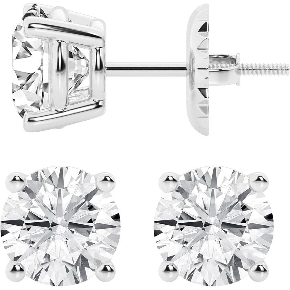 0.50 to 7 Carat Lab Grown Diamond Stud Earrings for Women, Colorless IGI Certified,Screw Back Earrings in 14K 18K White Gold & Platinum, Round/Emerald/Oval/Princess Cut,With Gift Box - Future Jewelry