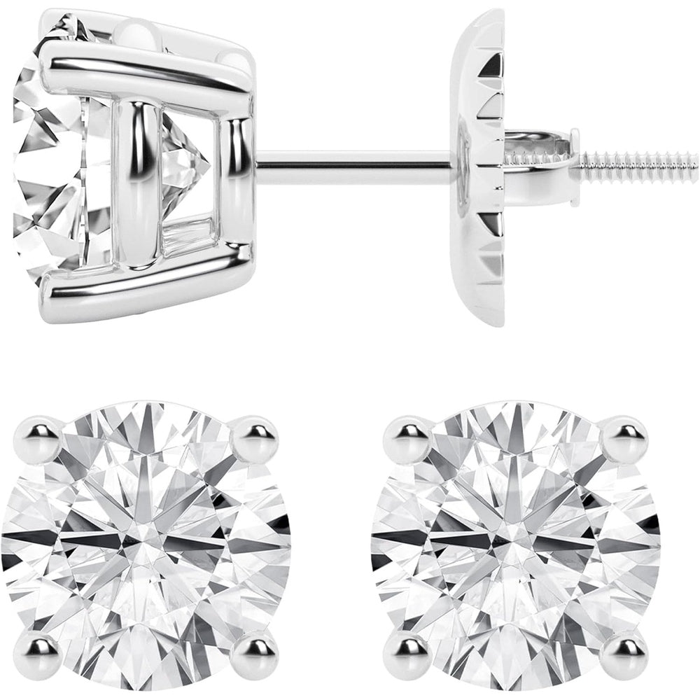 0.50 to 7 Carat Lab Grown Diamond Stud Earrings for Women, Colorless IGI Certified,Screw Back Earrings in 14K 18K White Gold & Platinum, Round/Emerald/Oval/Princess Cut,With Gift Box - Future Jewelry