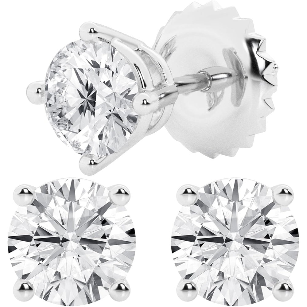 0.50 to 7 Carat Lab Grown Diamond Stud Earrings for Women, Colorless IGI Certified,Screw Back Earrings in 14K 18K White Gold & Platinum, Round/Emerald/Oval/Princess Cut,With Gift Box - Future Jewelry