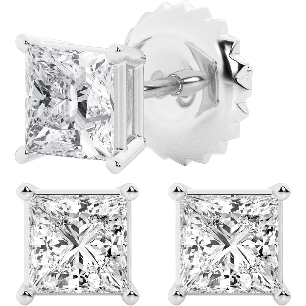 0.50 to 7 Carat Lab Grown Diamond Stud Earrings for Women, Colorless IGI Certified,Screw Back Earrings in 14K 18K White Gold & Platinum, Round/Emerald/Oval/Princess Cut,With Gift Box - Future Jewelry