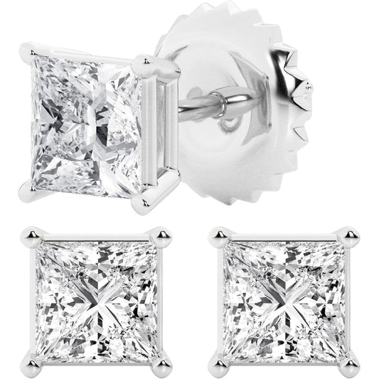 0.50 to 7 Carat Lab Grown Diamond Stud Earrings for Women, Colorless IGI Certified,Screw Back Earrings in 14K 18K White Gold & Platinum, Round/Emerald/Oval/Princess Cut,With Gift Box - Future Jewelry