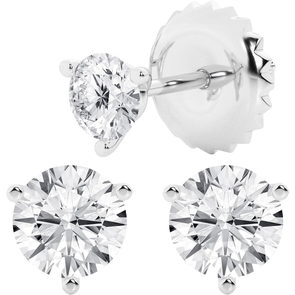 0.50 to 7 Carat Lab Grown Diamond Stud Earrings for Women, Colorless IGI Certified,Screw Back Earrings in 14K 18K White Gold & Platinum, Round/Emerald/Oval/Princess Cut,With Gift Box - Future Jewelry