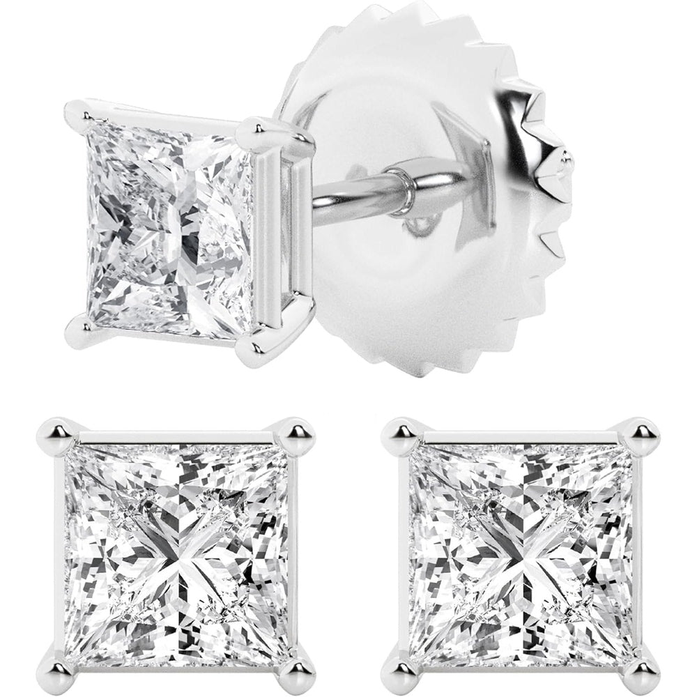 0.50 to 7 Carat Lab Grown Diamond Stud Earrings for Women, Colorless IGI Certified,Screw Back Earrings in 14K 18K White Gold & Platinum, Round/Emerald/Oval/Princess Cut,With Gift Box - Future Jewelry