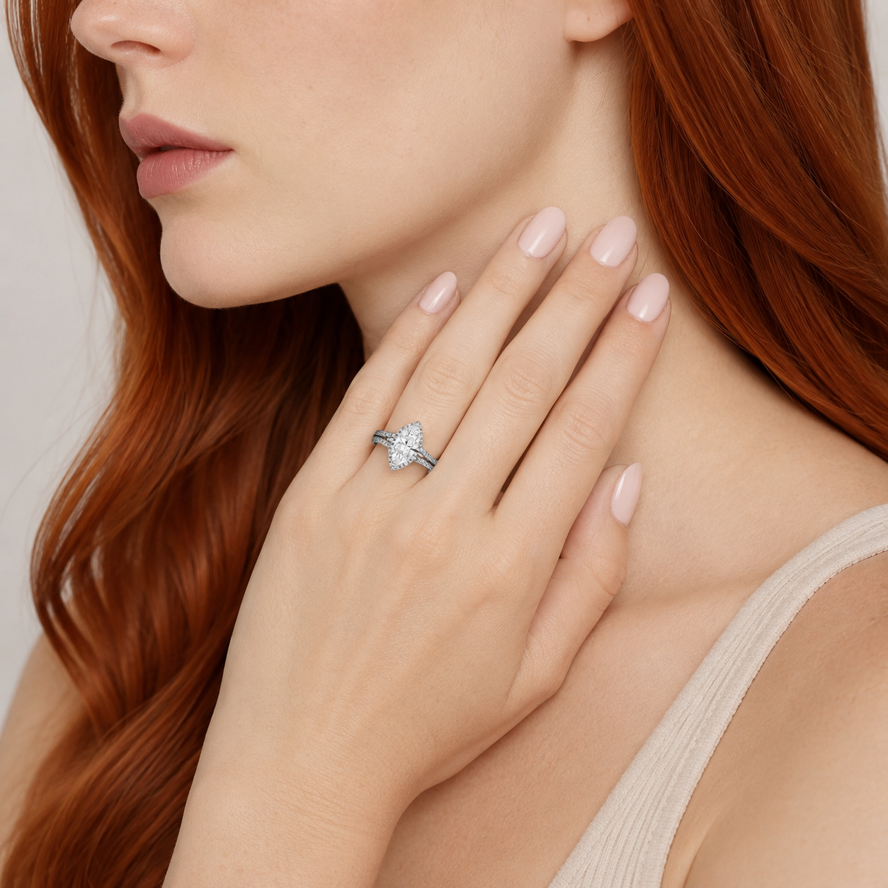 The Sovereign Marquise™ | 3 Carat Lab Grown Diamond Halo Engagement Ring in 14K Yellow Gold | IGI Certified | Future Jewelry Exclusive