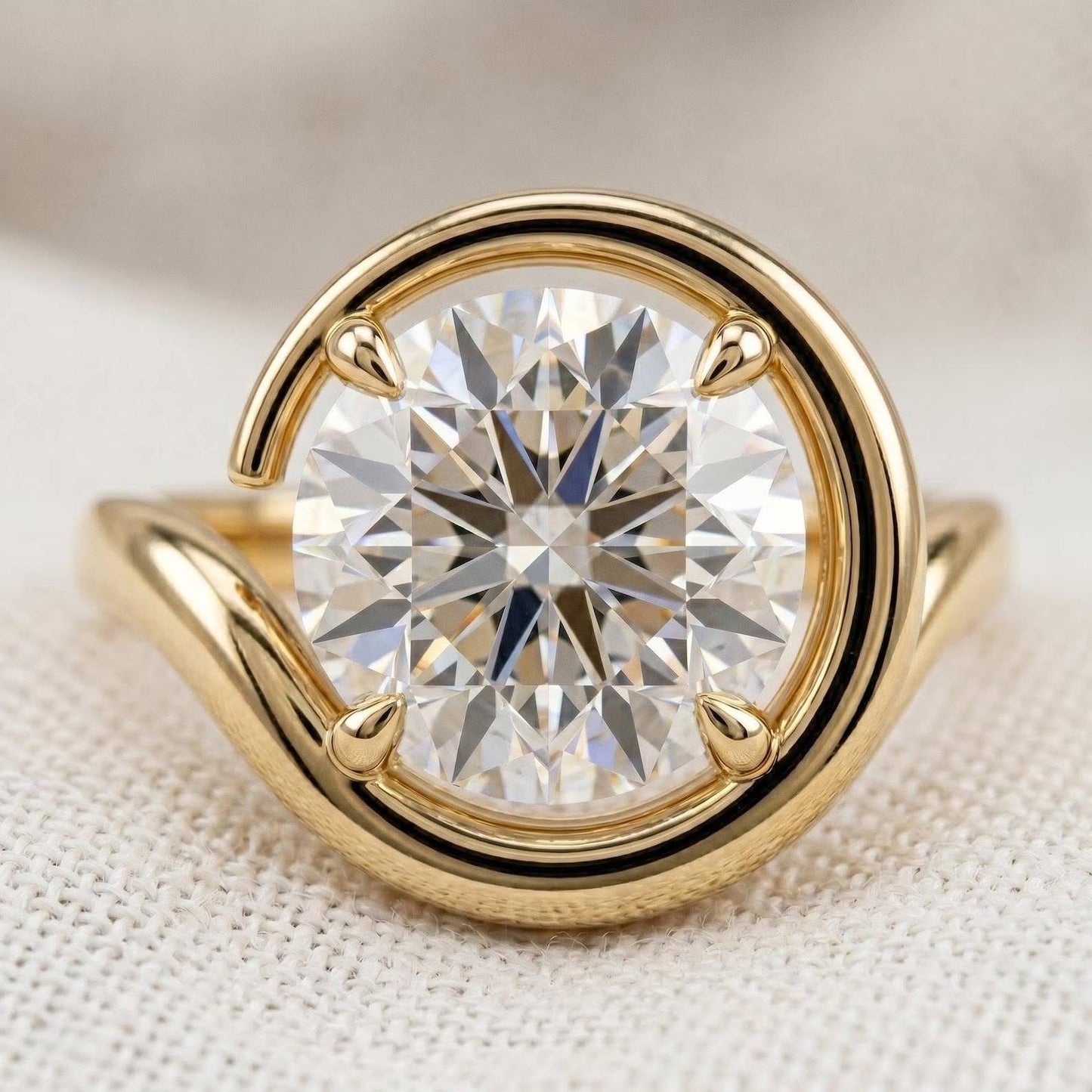 The Eternal Orbit™ | 4 Carat Round Lab Grown Diamond Engagement Ring in 14K Yellow Gold | IGI Certified | Future Jewelry Certified | Limited Edition