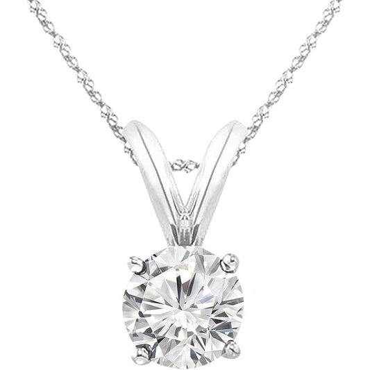 1 - 8 Carat 14k White Gold 4 Prong Set Round - cut Lab Grown Diamond Solitaire Stud Pendant Necklace (E - F, VS - SI) Jewelry for Women - Future Jewelry
