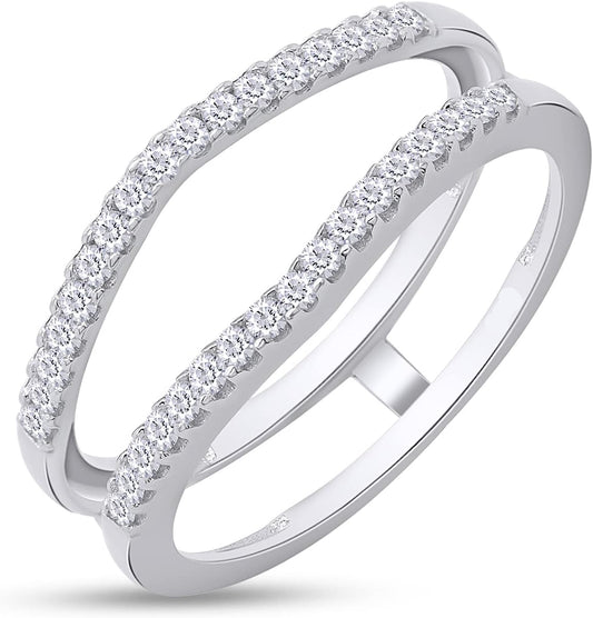 Angled Close-Up of 1 Carat Lab Grown Diamond Enhancer Ring in 10K White Gold
