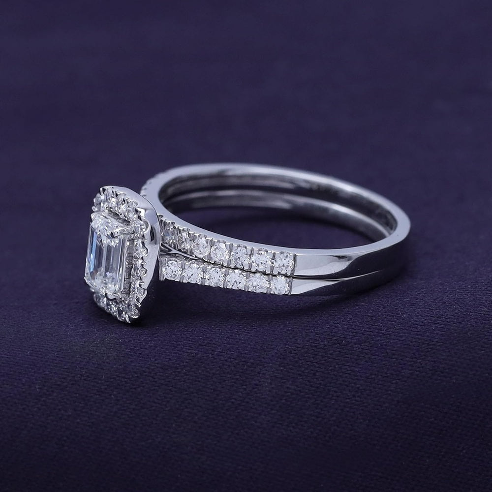 1.00 Carat Lab Grown Diamond Halo Bridal Set Ring - Future Jewelry