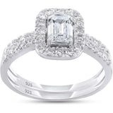1 Carat Lab Grown Diamond Halo Bridal Set Ring