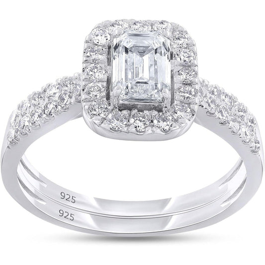 1.00 Carat Lab Grown Diamond Halo Bridal Set Ring - Future Jewelry