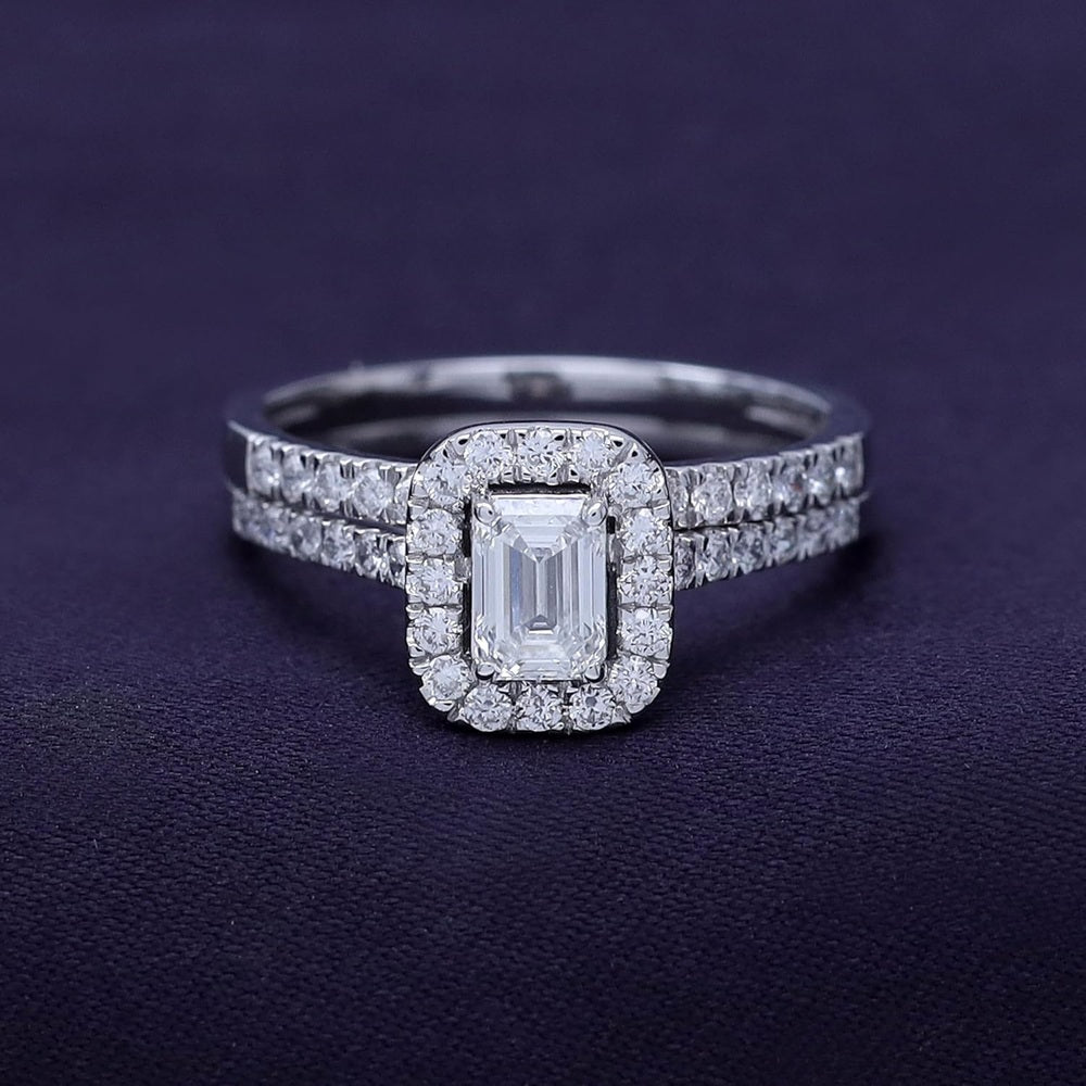 1.00 Carat Lab Grown Diamond Halo Bridal Set Ring - Future Jewelry