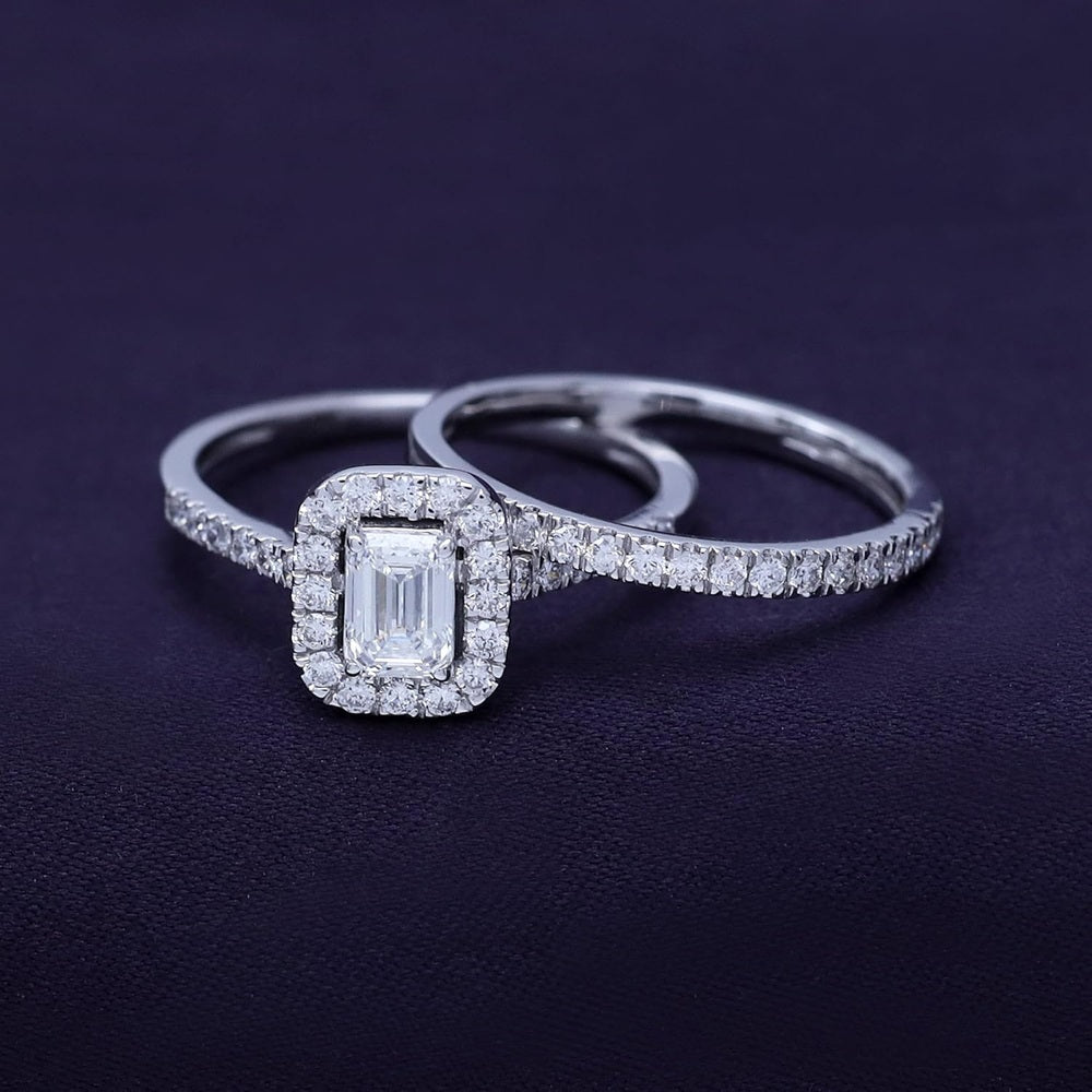 1.00 Carat Lab Grown Diamond Halo Bridal Set Ring - Future Jewelry