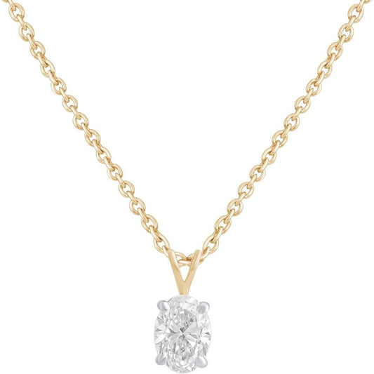 1.00 Carat Oval Cut Lab Grown Diamond Pendant Necklace - Future Jewelry
