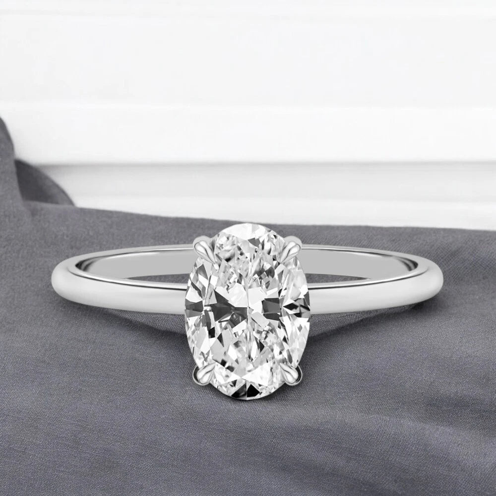 1.00 Carat Oval Lab Grown Diamond Ring IGI 14K White Gold - Future Jewelry