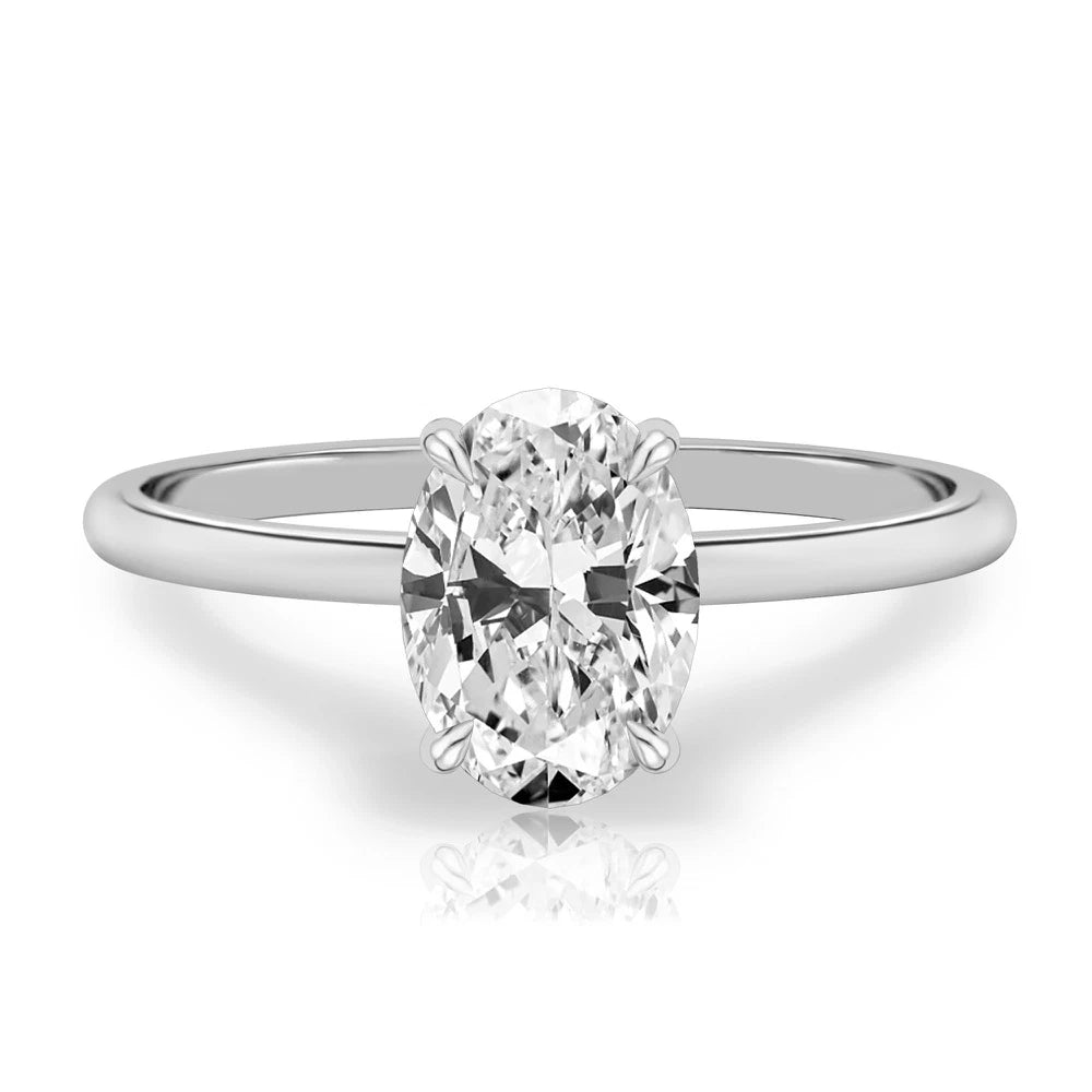 1.00 Carat Oval Lab Grown Diamond Ring IGI 14K White Gold - Future Jewelry