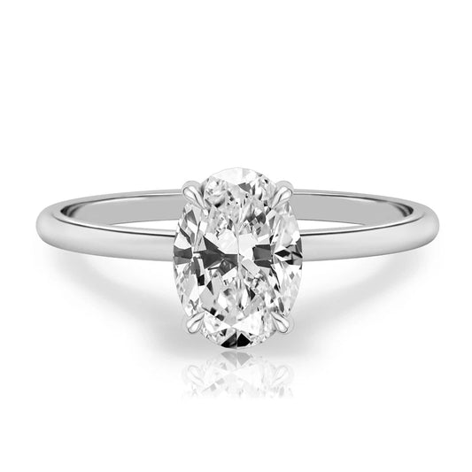 1.00 Carat Oval Lab Grown Diamond Ring IGI 14K White Gold - Future Jewelry