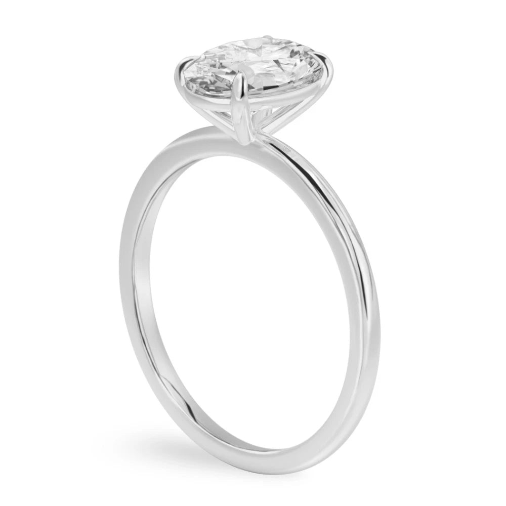 1.00 Carat Oval Lab Grown Diamond Ring IGI 14K White Gold - Future Jewelry