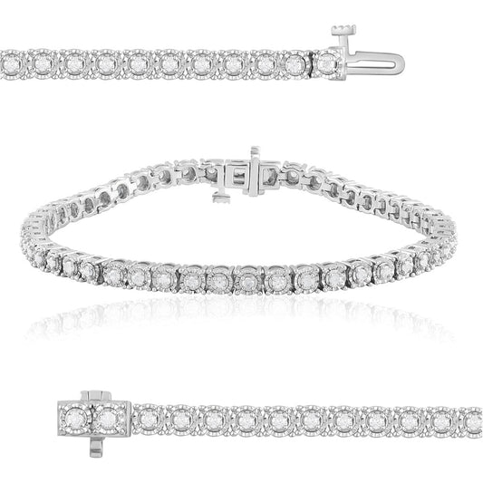 1.00 Carat Round Diamond Tennis Bracelets for Women | Flash - plated Sterling Silver Bracelet | Fine Jewelry for Her | Gift Box Included (White, Yellow, Rose Gold)… - Future Jewelry